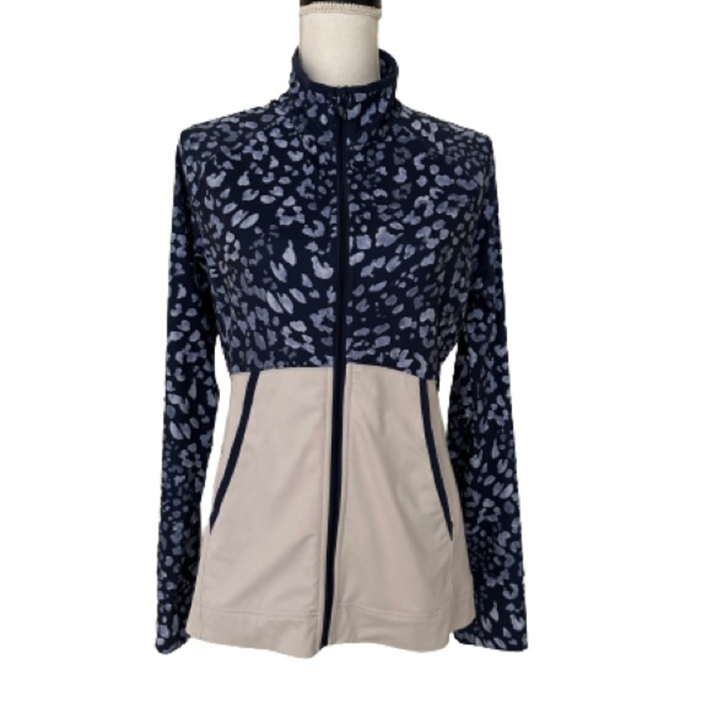 NWT Tommy Bahama Woman’s Blue/White Full Zip Jacket W/Pockets&Thumb Holes, Sz S